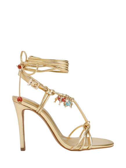 KG Kurt Geiger Roux Leather Embellished Stiletto Heel Sandals, Gold, Gold