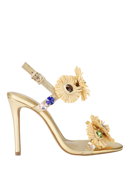 KG Kurt Geiger Roxie Embellished Stiletto Heel Sandals, Gold/Multi, Gold/Multi