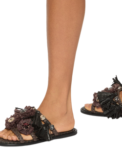 KG Kurt Geiger Roxie Embellished Slider Sandals, Brown/Multi - view 2, Brown/Multi