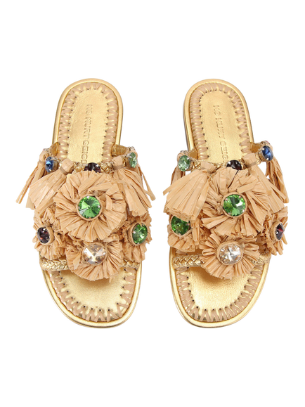 KG Kurt Geiger Roxie Embellished Slider Sandals, Gold - view 2, Gold