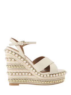 KG Kurt Geiger Songbird Embellished Wedge Heel Sandals, White/Multi, White/Multi