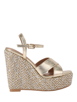 KG Kurt Geiger Songbird Wedge Heel Sandals, Gold, Gold