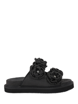 KG Kurt Geiger Sonnet Raffia Flowers Footbed Sandals, Black