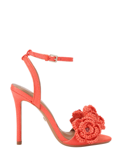 KG Kurt Geiger Sonnet Raffia Flowers Stiletto Heel Sandals, Orange