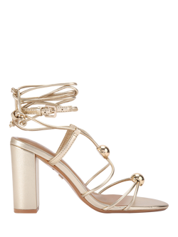 KG Kurt Geiger Swift Embellished Block Heel Strappy Sandals, Gold, Gold