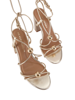 KG Kurt Geiger Swift Embellished Block Heel Strappy Sandals, Gold - view 2, Gold