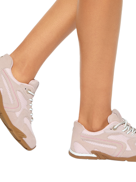 KG Kurt Geiger Lather Suede Lace Up Trainers - view 2, Pink