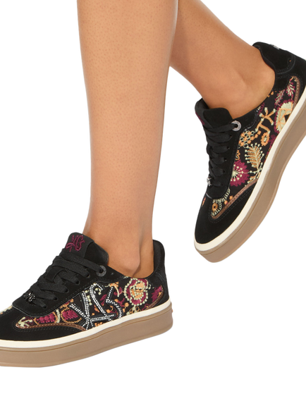 KG Kurt Geiger Leena Lace Up Trainers, Black/Multi - view 2, Black/Multi