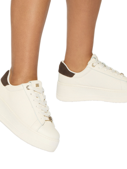 KG Kurt Geiger Logic Leather Chunky Lace Up Trainers, White - view 2, White