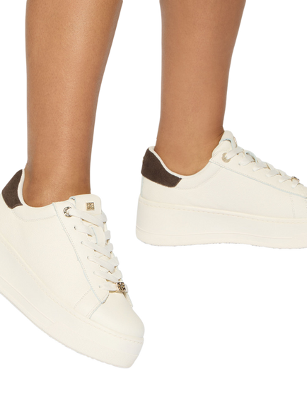 KG Kurt Geiger Logic Leather Chunky Lace Up Trainers, White - view 2, White