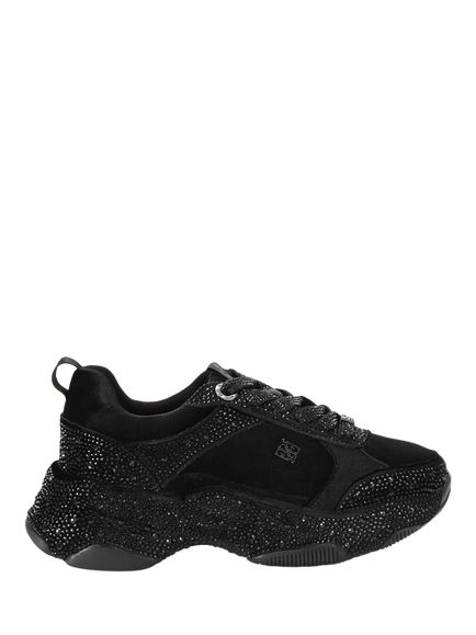 KG Kurt Geiger Luster Crystal Embellished Lace Up Trainers, Black, Black Black