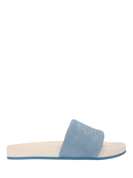 Kurt Geiger London Script Slider Sandals, Blue/White, Blue/White