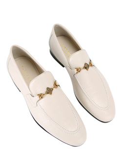 Kurt Geiger London Alton Croc Effect Leather Loafers, Natural - view 2, Natural