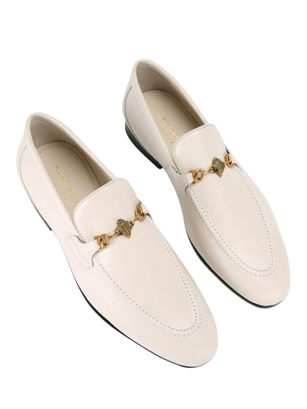 Kurt Geiger London Alton Croc Effect Leather Loafers, Natural - view 2, Natural