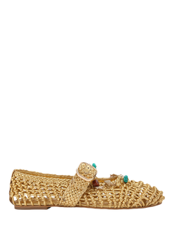 KG Kurt Geiger Naomi Woven Leather Ballerina Pumps, Gold, Gold