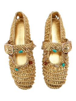 KG Kurt Geiger Naomi Woven Leather Ballerina Pumps, Gold - view 2, Gold