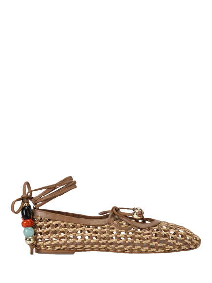 KG Kurt Geiger Norah Woven Leather Ballerina Pumps, Neutral/Multi