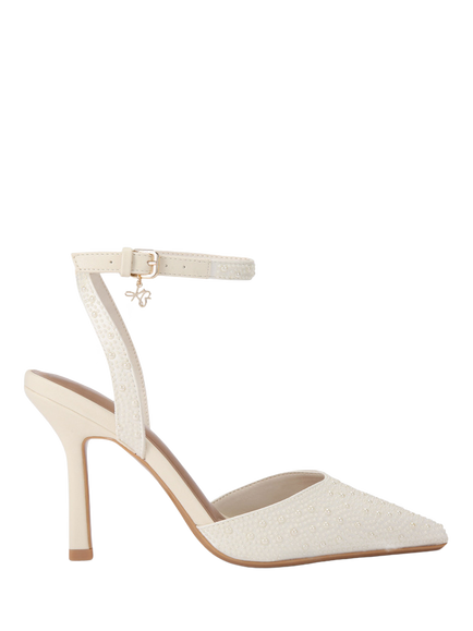 KG Kurt Geiger Sugar Pearl Embellished Stiletto Heel Court Shoes, Ivory, Ivory