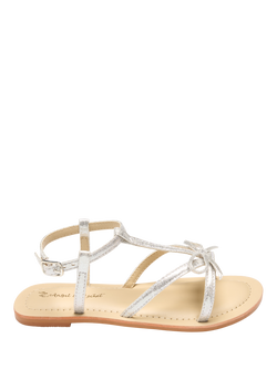 Angel & Rocket Kids' Metallic Bow Open Toe Sandals, Silver, Silver