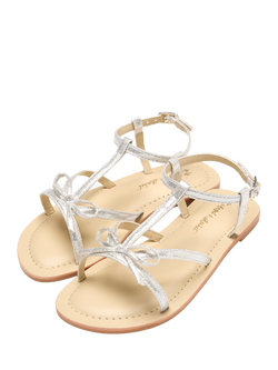 Angel & Rocket Kids' Metallic Bow Open Toe Sandals, Silver - view 2, Silver