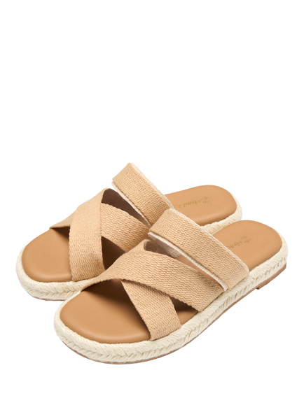 Angel & Rocket Kids' Cross Over Strap Espadrilles, Tan - view 2, Tan