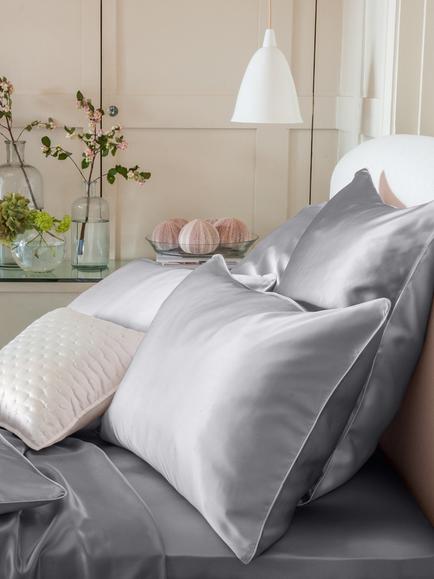 Gingerlily Silk Bedding - view 2, Silver Grey