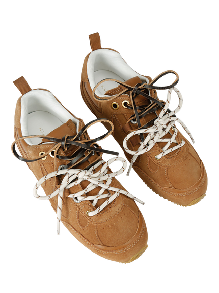 Kurt Geiger London Suede Slim Runner Trainers, Brown Tan - view 2, Brown Tan