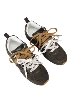 Kurt Geiger London Suede Slim Runner Trainers, Brown Multi - view 2, Brown Multi