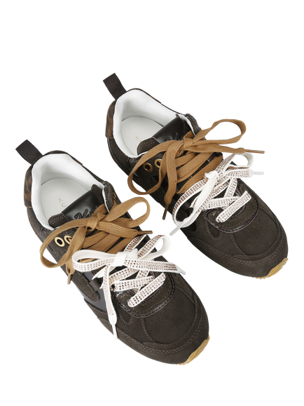 Kurt Geiger London Suede Slim Runner Trainers, Brown Multi - view 2, Brown Multi