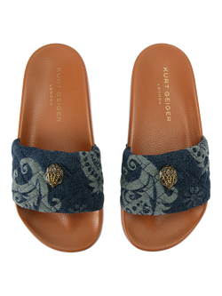 Kurt Geiger London Meena Eagle Sliders, Blue/Multi - view 2, Blue/Multi
