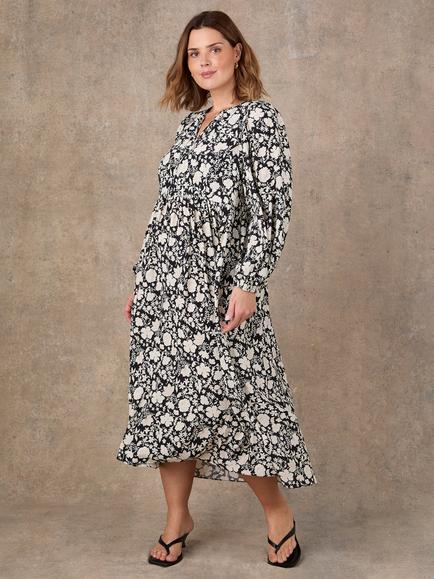 Live Unlimited Floral Print Day Dress, Black - view 2, Black