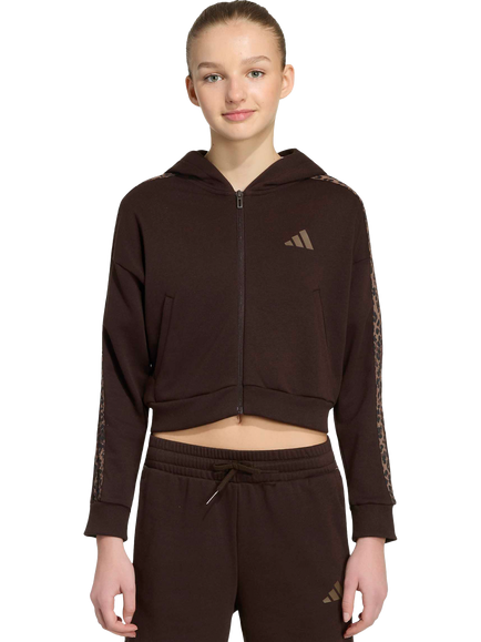 adidas Kids' Seasonals Animal Full Zip Hoodie, Aurora Coffee/ Multicolour/ Earth Strata, Aurora Coffee/ Multicolour/ Earth Strata