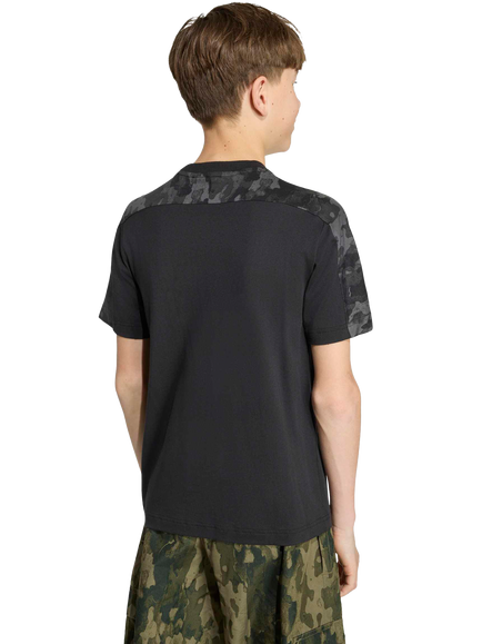 adidas Kids' Seasonal Essentials Camo Cotton T-Shirt, Black/Carbon - view 2, Black/Carbon