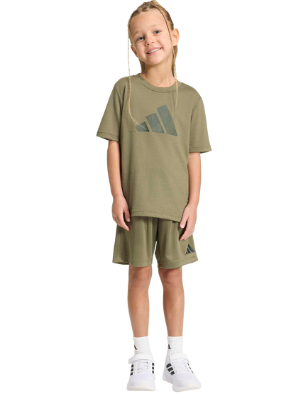 adidas Kids' Sport Seasonals Camo Sport T-Shirt and Shorts Set, Olive Strata/ Night Cargo/ Jungle Ink, Olive Strata/ Night Cargo/ Jungle Ink