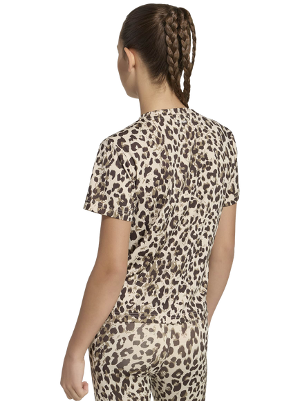 adidas Kids' Seasonal Animal Print Sport T-Shirt, Crystal Linen/Khaki Six/Dark Brown - view 2, Crystal Linen/Khaki Six/Dark Brown