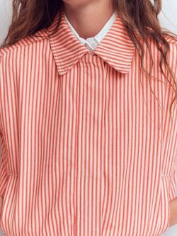 Boden Casual Harrington Striped Bomber Jacket, Red/Multi - view 2, Red/Multi