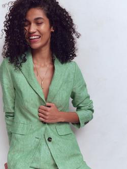 Boden Stamford Pure Linen Blazer - view 2, Aloe Green Chambray