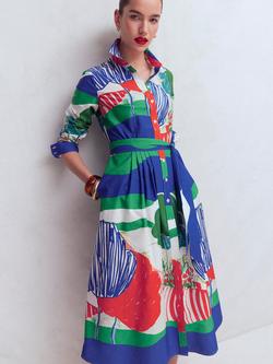 Boden Alexa Long Sleeve Shirt Dress, Multi, Multi