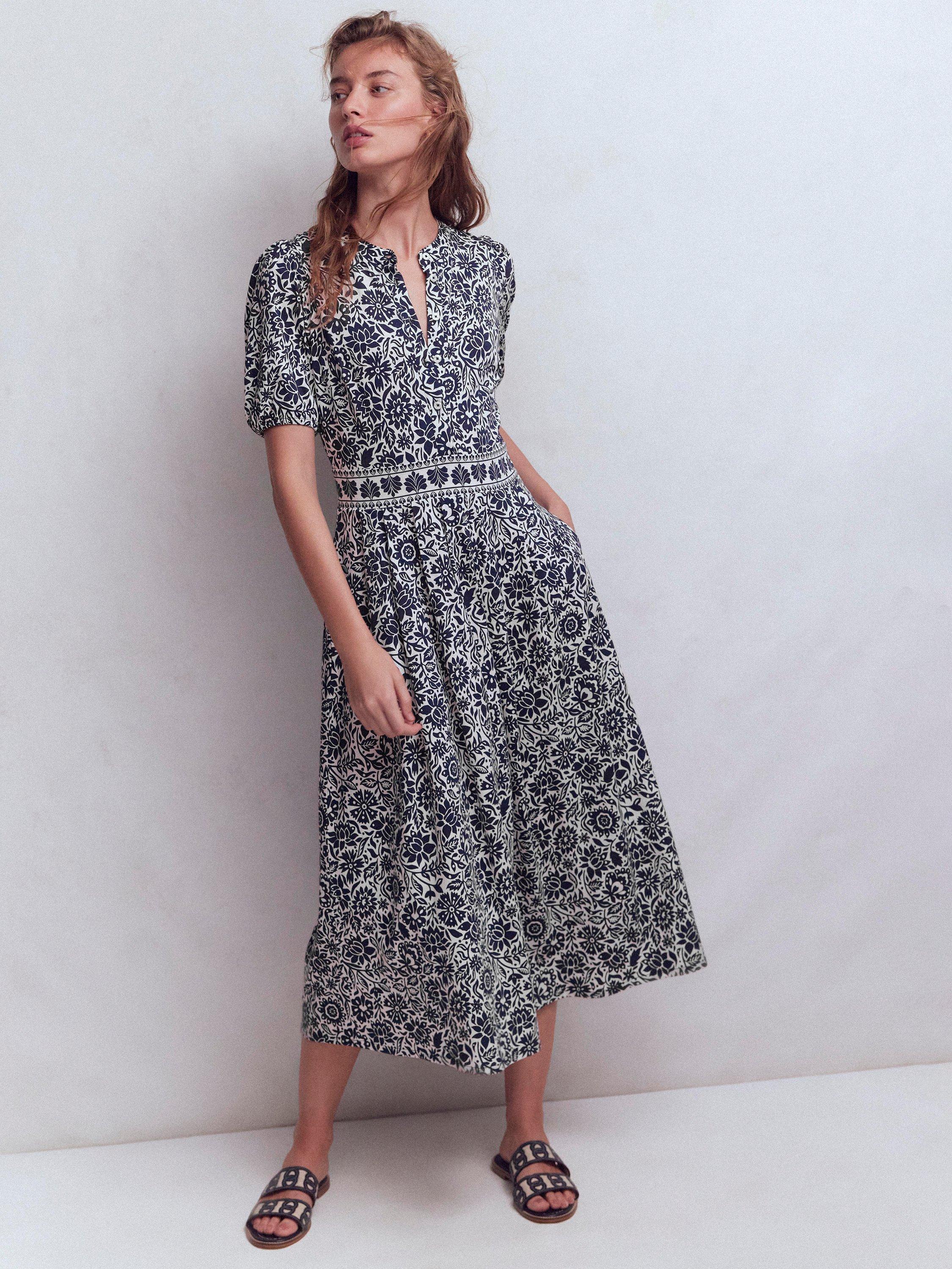 boden frances jersey midi dress Tamsin Jersey Midi Dress - French Navy, Rhythmic Wave