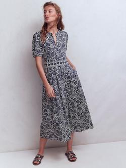 Boden Amber Pleated Jersey Dress, French Navy/Multi, French Navy/Multi