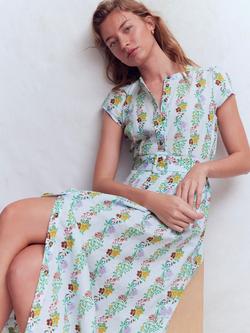 Boden Arabella Linen Rich Floral Midi Shirt Dress, Heather - view 2, Heather