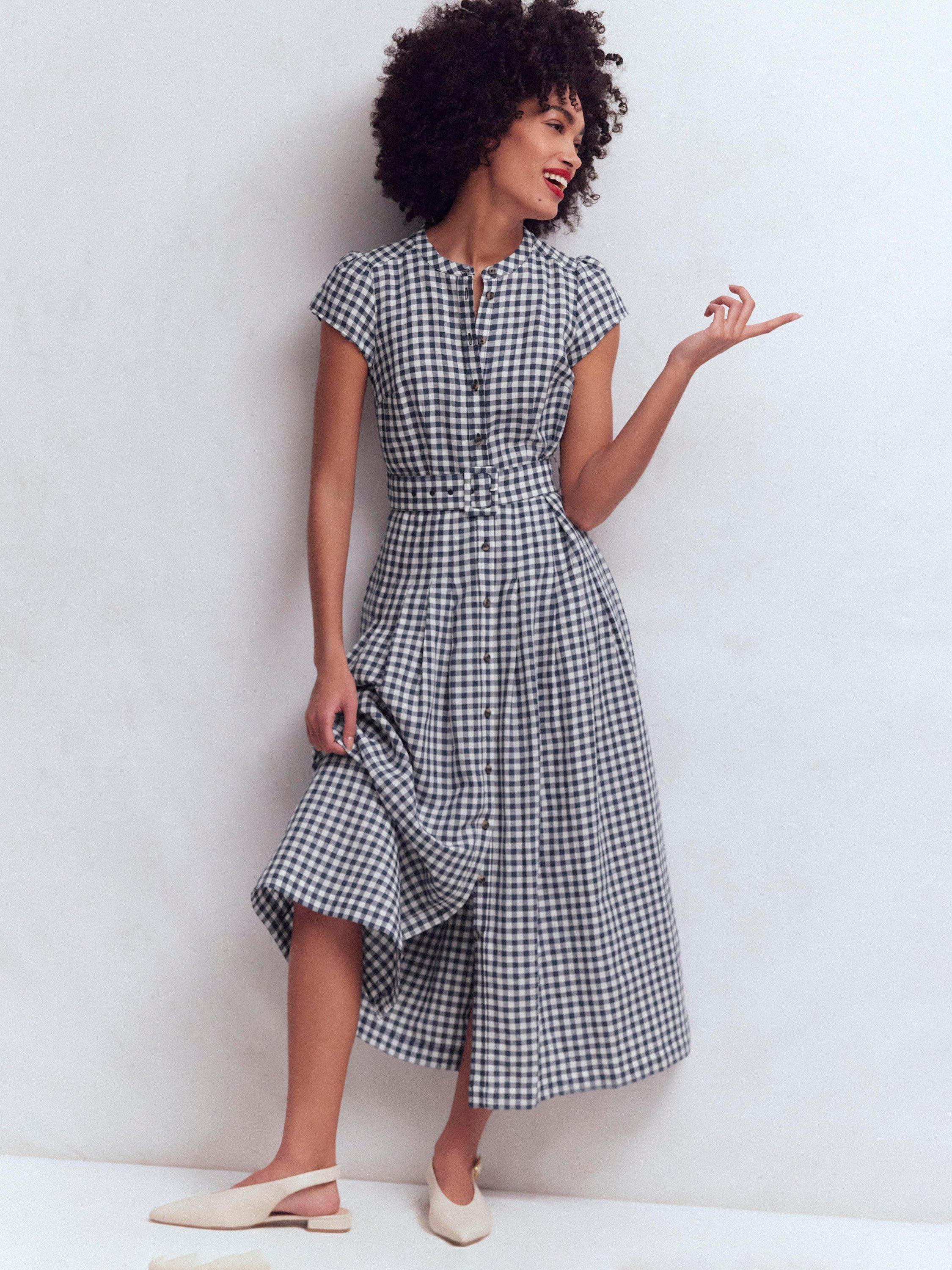 knee length dresses for ladies Tiered Denim Midi Dress L