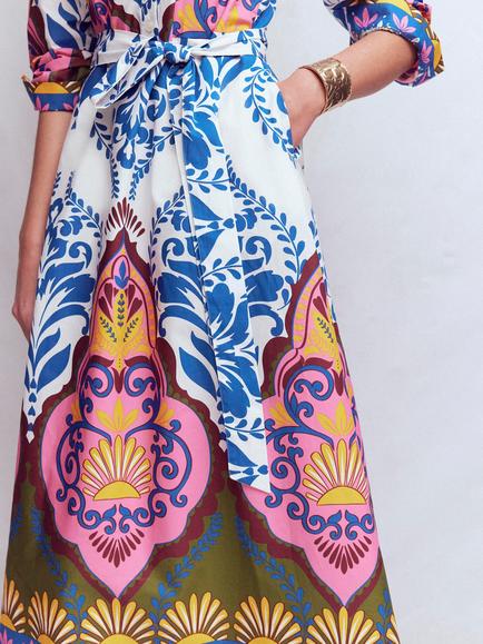 Boden Ava Cotton Midi Dress, Multi - view 2, Multi