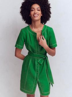 Boden Callie Linen Button Down Mini Dress, Highland Green, Highland Green
