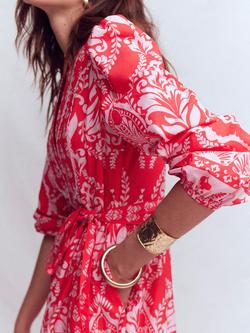 Boden Cary Cotton Floral Midi Dress, Red/Multi - view 2, Red/Multi