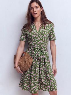 Boden Daisy Flippy Jersey Floral Dress, Green/Multi, Green/Multi