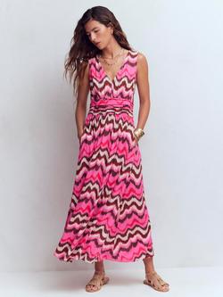 Boden Elodie Wave Jersey Maxi Dress, Pink/Multi, Pink/Multi