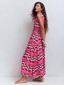 Boden Elodie Wave Jersey Maxi Dress, Pink/Multi - view 2, Pink/Multi