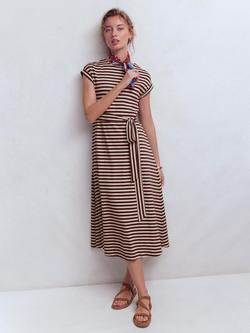 Boden Eve Striped Jersey Midi Dress, Ivory/Multi, Ivory/Multi