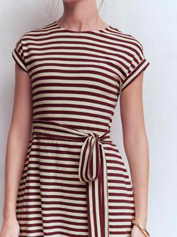 Boden Eve Striped Jersey Midi Dress, Ivory/Multi - view 2, Ivory/Multi